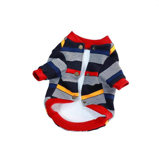 Stylish Stripes Button-Up Dog Sweater