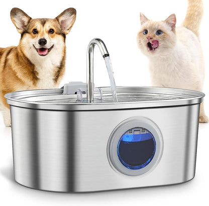 PurrFlow Stainless Steel Pet Water Fountain